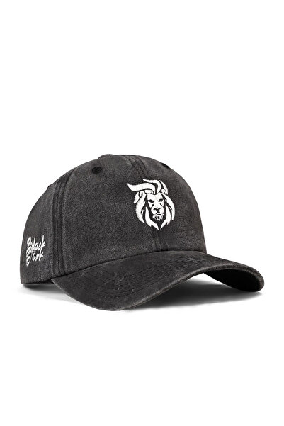 BlackBörk Vintage (Eskitme) Baseball Unisex Aslan - 9 Siyah Şapka (Cap)