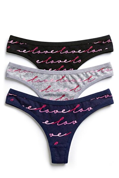 Öts Chiloți pentru femei, 3 piese, imprimați, brazilian (96% bumbac - 4% elas...