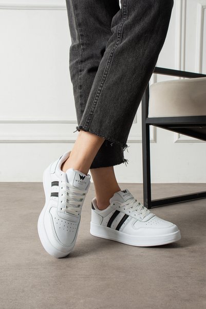eformoda by emre yılmaz White Black Unisex Sneaker Jh177 Lace-Up Casual Sports Shoes