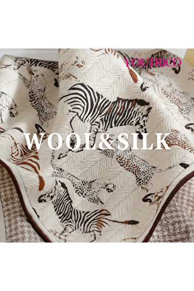 Youtrico Soft and warm wool neck scarf with beautiful vintage print,70% wool ...