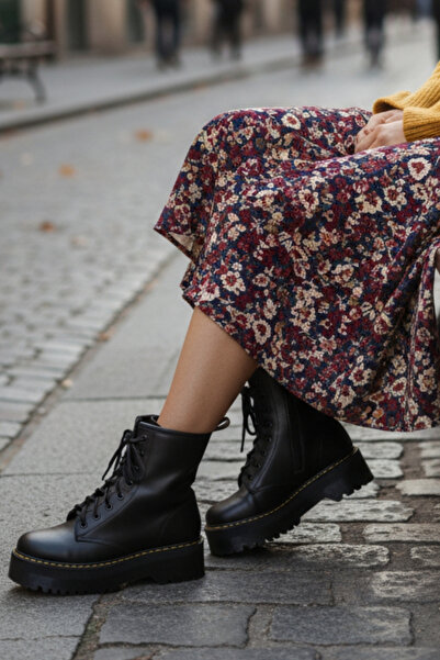 Büşra Çetin Siyah Deri Bot Bot Yeni Sezon Bot Kaliteli Bot Siyah Bot Postal B...