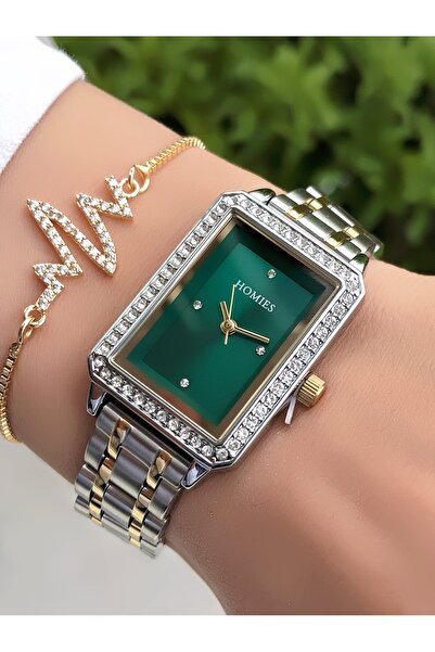 Homies هدية سوار ساعة نسائية أصلية مربعة كبيرة الحجم من HOMİES للموسم الجديد