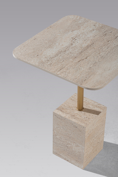 CAVARİOR MOBİLYA 3'Lü Zigon Kare Orta Sehpa Modern Traverten Mermer Desen MDF...