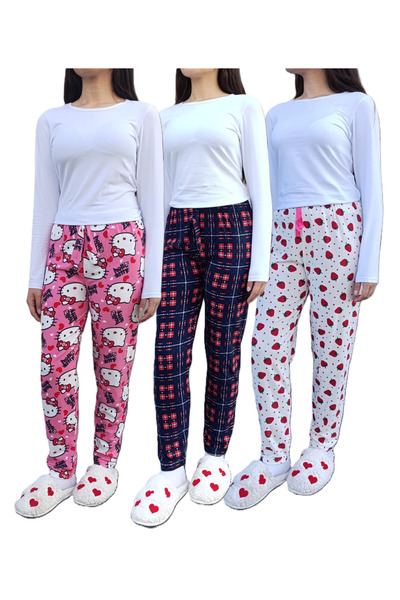 siyalife Velúr téli puha textúrájú 3 részes női pizsama