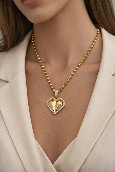 HERCY Gold Charm Top Zincir Çelik Kolye | Paslanmaz Çelik Charm Kolye | Gold ...