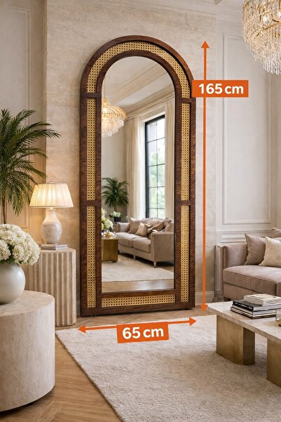 arykanda Simena Boy Aynası - Hazeran Ayna - Rattan Ayna - Ahşap Ayna - Duvar ...