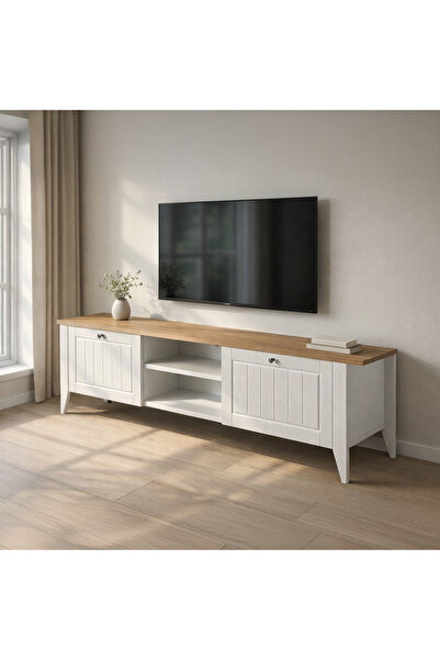 Just Home Mona Tv Ünitesi - Beyaz / Sepet - 160 cm