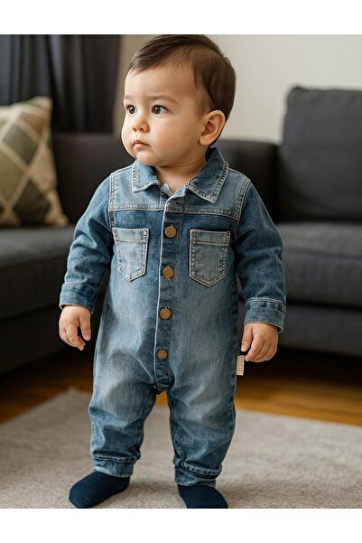 Necix's بذلة جينز أساسية للأطفال مع جيوب
