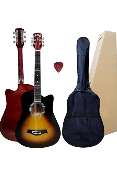 Guitar 38 Classic Acoustic 6 Strings Wooden for Students Beginners Wood Sunset