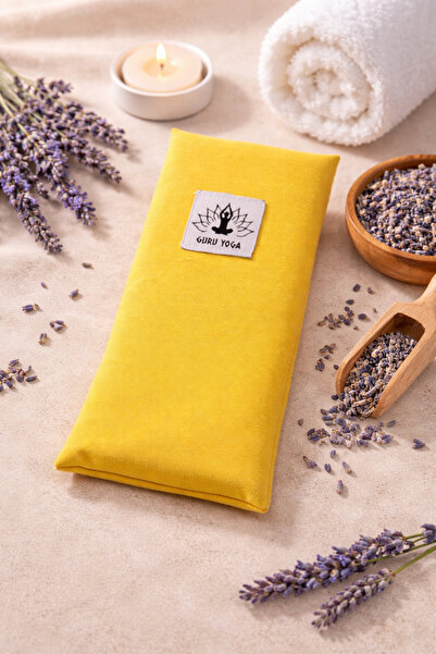 Om Guru Yoga وسادة العين من جورو يوجا لافندر للتأمل العطري باللون الأصفر