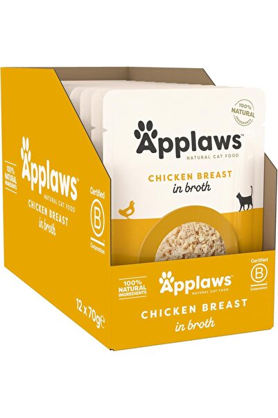 Applaws صدر دجاج في مرق كات بوتش 70 غرام، عبوة من 12 قطعة