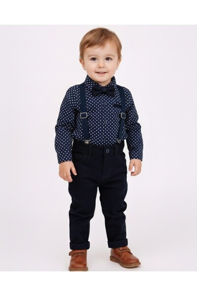 voyyo kids baby Papion pentru băieți Cămașă de in Pantaloni agățați Partea de...