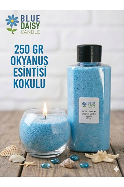 BlueDaisyCandle Inci Tozu Mum ( 30 Adet Fitil Ile ) Okyanus Esintisi Kokulu M...
