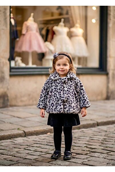 miaras baby Baby Girl Bandana Leopard Pattern Plush Coat