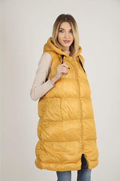 İgnites Women's Hooded Long Puffer Vest