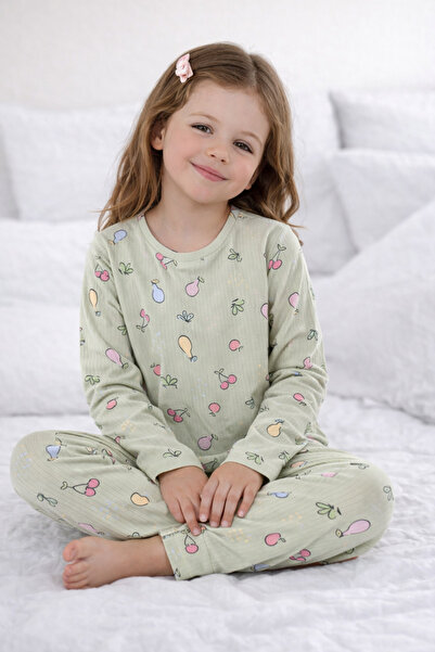 byalisdmr طقم بيجامة بناتي بتصميم الفاكهة الخضراء، مصنوع من قماش قطني 100%، ب...