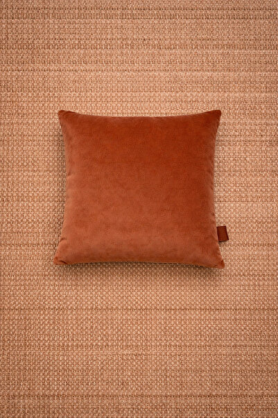 Alacastore Husă de pernă din catifea cu nervuri de in crem peste portocaliu u...