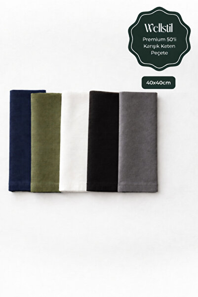 Wellstil Преміум | 50 змішаних лляних серветок 40 x 40 см