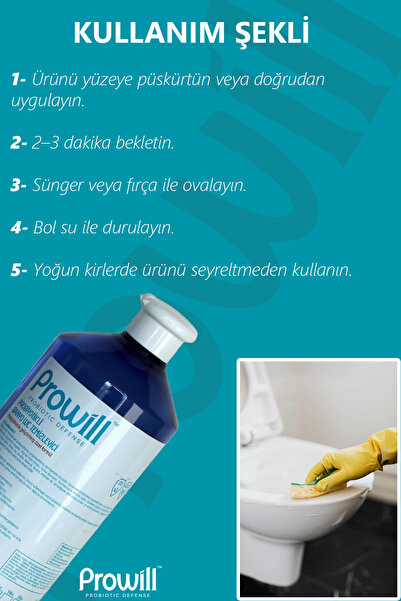 PROWİLL Banyo & WC Temizleyici 1 L | Probiyotikli, Kötü Koku Karşıtı