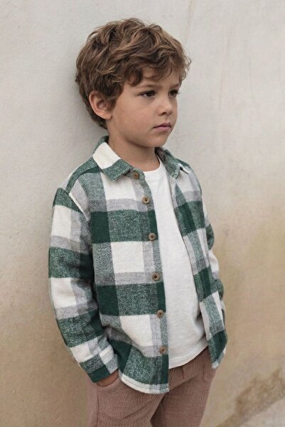 Cigit Cămașă pentru lemnar, 1-9 ani, carouri kaki