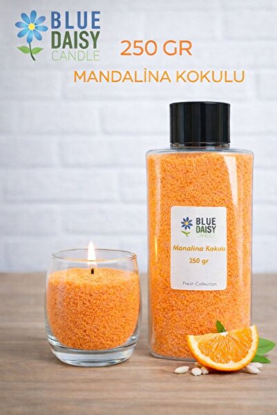 BlueDaisyCandle 250 gr TURUNCU renkli MANDALİNA kokulu Inci Tozu Mum ( 30 ade...