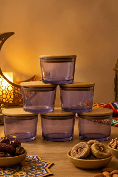 Fhilli فيترو - طقم من 6 أوعية زجاجية للإفطار مع أغطية من الخيزران سعة 220 سم ...