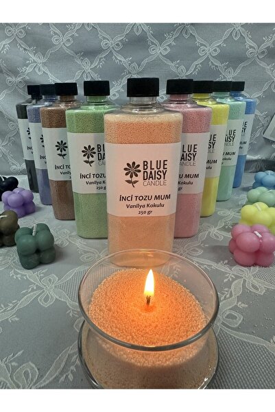 BlueDaisyCandle 250 gr TURUNCU renkli MANDALİNA kokulu Inci Tozu Mum ( 30 adet 4cm fitil ile ) Toz Mum , Kum Mum