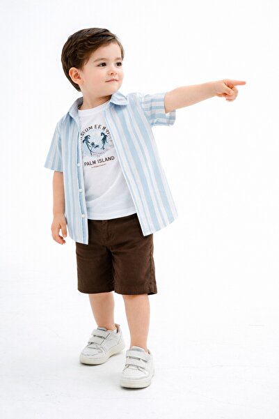 Chicsy Baby طقم قميص مخطط للأطفال والرضع مكون من 3 قطع - خصر قابل للتعديل وشو...