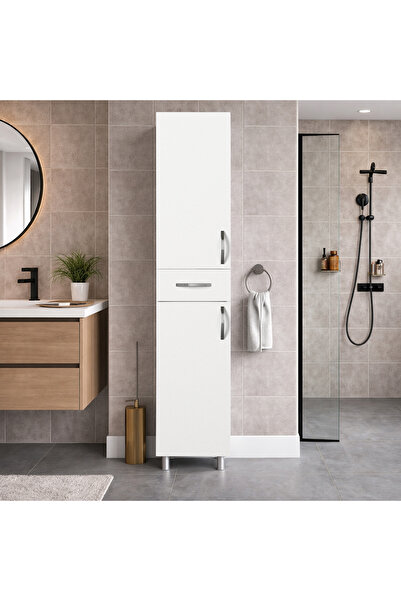 Dekorister Selin 2 Kapak 1 Çekmeceli Banyo Boy Dolabı Beyaz