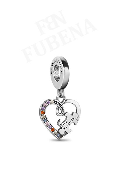Fubena Puzzle Parçası ve Kalpli Arkadaşlık Sallantılı Charm