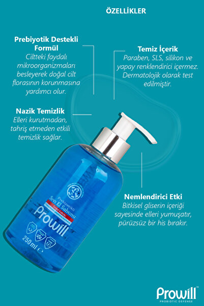 PROWİLL Sıvı El Sabunu 250 ml | Probiyotikli, Nemlendirici & Cilt Bakımı