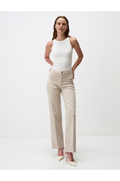 Jimmy Key Stone Normal Waist Flared Woven Long Trousers