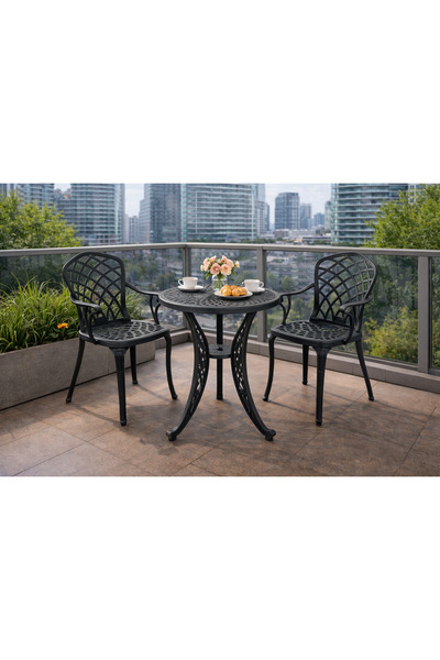 HubRom Σετ επίπλων κήπου, 1x στρογγυλό τραπέζι (75×72 cm) + 2x καρέκλες HITIT...