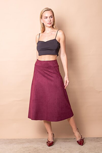 Jument Легка еластична замша, висока талія, довга спідниця-бордо