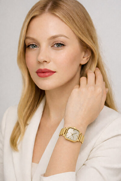 Re-Nox Kare Vintage Minimal Kadın Kol Saati Gold