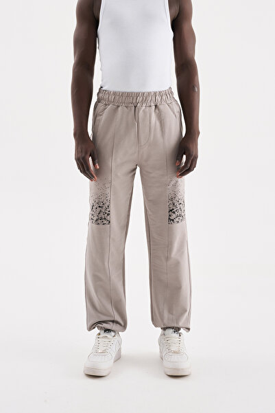 Machinist Ανδρικό Aesthetic Dreams Printed Relaxed Jogger ανοιχτό γκρι παντελόνι