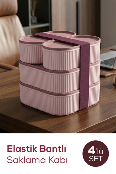 Vienev Set practic de depozitare stivuibil cu 4 benzi elastice - 1100 ml și 2...