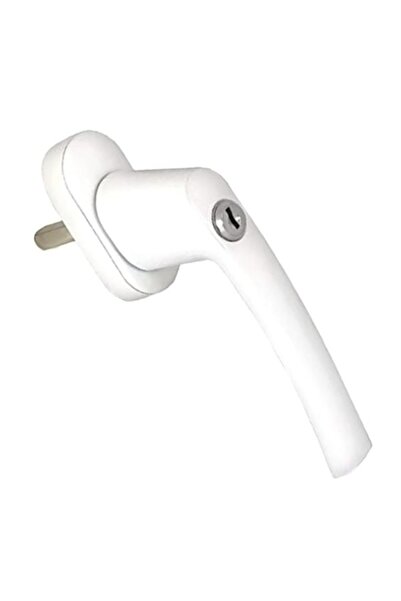 divendi-ro Mâner de fereastră PVC pentru sticlă de 35 mm cu cheie, Alb - Alb