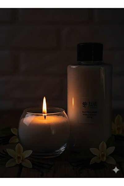 BlueDaisyCandle 250 Gr BEYAZ Renk VANİLYA Kokulu Inci Tozu Mum ( 30 Adet 4cm Fitil İle ) Toz Mum , Kum Mum