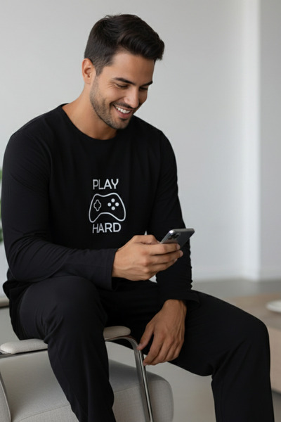 ELİTOL Pánská pletená pyžamová souprava s dlouhým rukávem