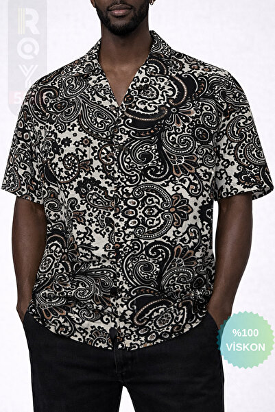 ROY501 Men's Short Sleeve Shirt Geometric Pattern Short Sleeve Shirt Summer S...