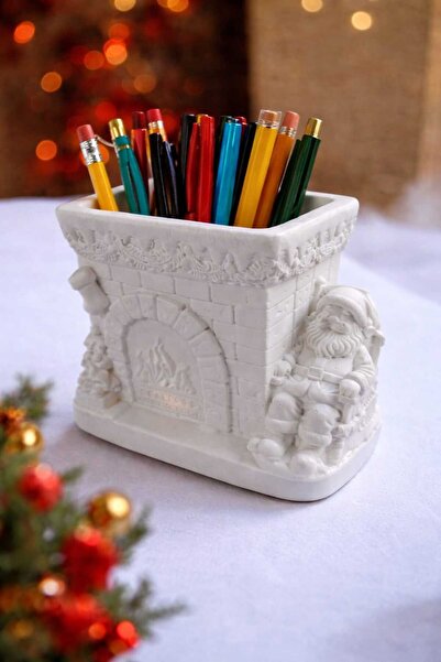 escoines koleksiyon Escoines Yeni Yıl Şömineli Noel Baba Masaüstü Dekor Kalem...