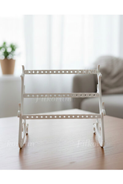 Filkorium3D Takı Standı - Küpe Standı - Kolye Askısı - Modern Takı ve Küpe Standı - 3 Bölmeli Küpe Standı