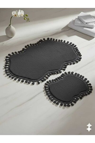 ALTUN CARPET 2-компонентна двойна изкуствена кожа с помпони и ресни за баня 6...