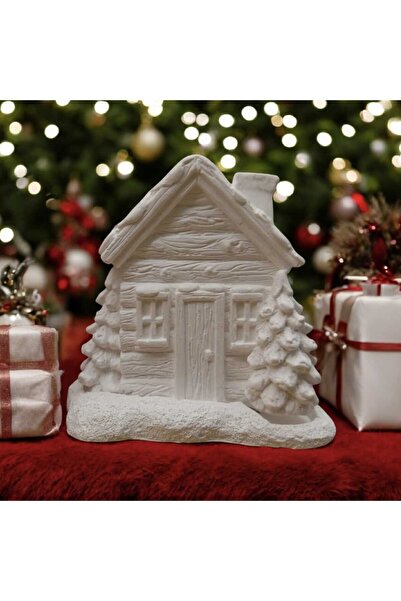 escoines koleksiyon Escoines Yeni Yıl Kar Efektli Dağ Evi Tütsülük Boyanabili...