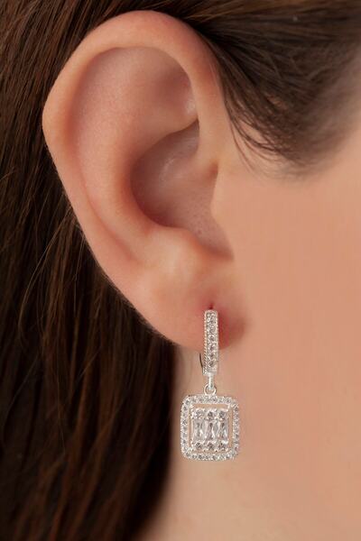 YÜZÜK USTASI Çizgili Baget Gümüş Küpe