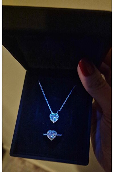 anadolusilver Işıklı Kutu'da 925 Ayar Gümüş Kolye Yüzük Seti Sevgililer Günü ...