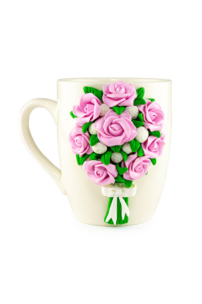 Yoobirim Box Mug Decorated with Fimo Pink Roses YoobirimBox