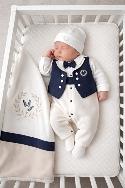 Mert Baby Matteo 3'lü Organik Hastane Çıkış Seti %100 Pamuk Yenidoğan Armalı ...