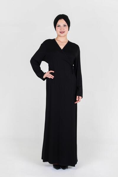 Nisrina Collection Manolya Bağlamalı Pamuklu Penye Namaz Elbisesi
